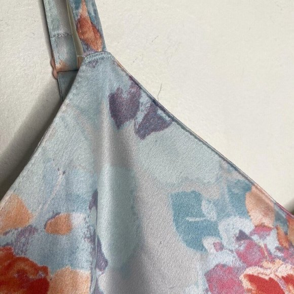 Unbranded Blue Multicolor Floral Nightgown Slip Lingerie Midi Dress Medium - Picture 5 of 12